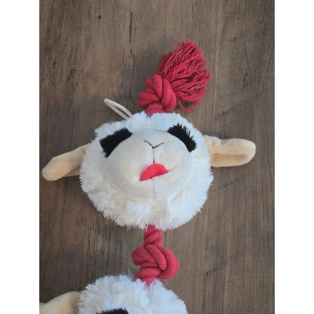Lamb Chop Plush 3 Head Rope Dog Toy DreamWorks Shari Lewis White Red 2024